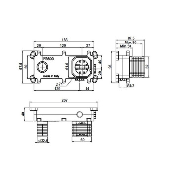 Встраиваемая часть настенного однорычажного смесителя для раковины Fima Carlo Frattini F3600