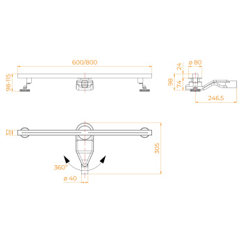Душевой трап RGW SDR SDR-52B двухлинейная щелевая 800 мм черный 76215280-03