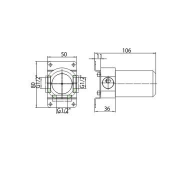 Встраиваемая часть Bossini Nobu переключателя Nobu на 2 выхода. подключение 1/2“ F.