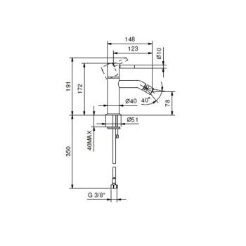 Смеситель для биде Fantini Nostromo на 1 отверстие, однорычажный, без донного клапана, хром 50 02 E808WF