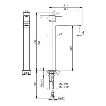 Смеситель для раковины Fantini Lame 24 02 M106WF хром