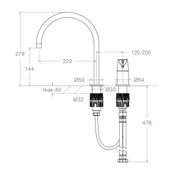 Смеситель для раковины Ramonsoler Adagio однорычажный на 2 отверстия графит 914702GR