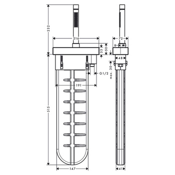 Axor Edge Душевой набор на край ванны, душ 2jet, цвет: черный 46470330