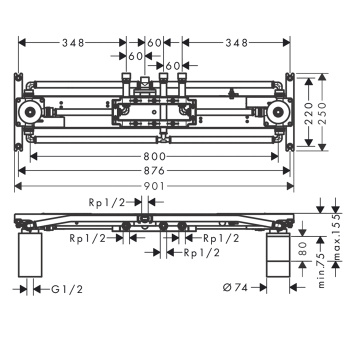 Axor Shower Heaven Душевая система с термостатом, ручным душем и подсветкой, цвет: хром 10922180