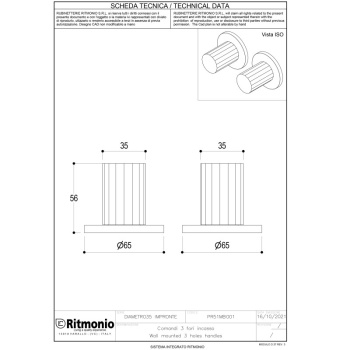 Ручка для смесителя Ritmonio Diametro35 Impronte из стены хром PR51MB001CRL