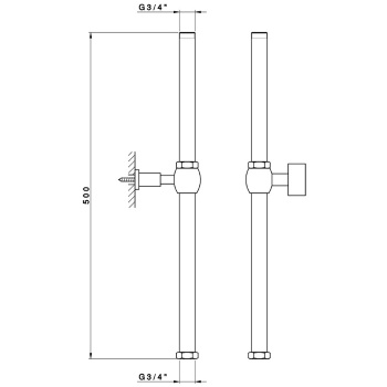 Удлинитель душевой стойки Nicolazzi  G3/4M xG3/4 F H. 50 CM. 5606EXTBZ