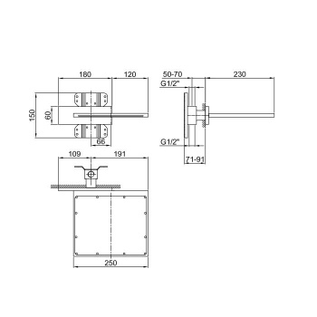Верхний душ с функцией водопада Fantini Milano нерж. сталь, матовая натуральная сталь 86 93 8043B