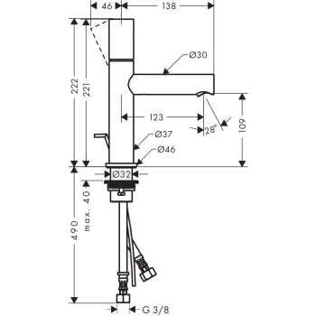 Смеситель для раковины Axor Uno 45001140 бронза