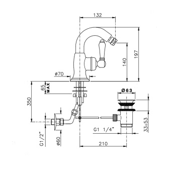Смеситель для биде Nicolazzi Cinquanta  3455BZ76C
