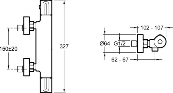 Смеситель для душа Jacob Delafon Metro E24394-BL, термостатический, черный