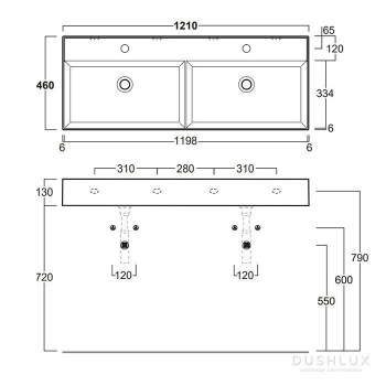 Раковина подвесная/накладная Simas Agile AG121D bi*0 121 см белый