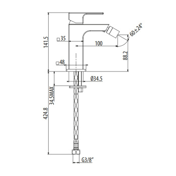 Смеситель для биде Gattoni Kubik без донного клапана, хром 2564/25C0