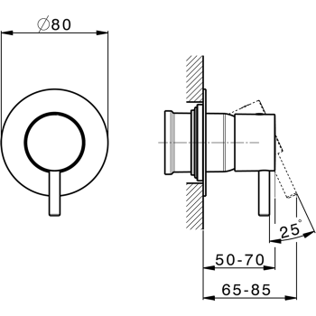 Смеситель для душа Cisal Less New черный матовый LN00300040