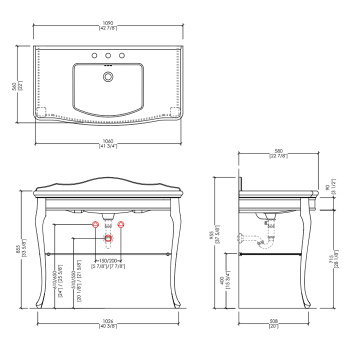 Консоль Devon&Devon Jacqueline Ceramic 109х58хh85,5/95,6 мраморная . столешница с 1отв., бел с металл.структурой напольн хром DEJACQCARCR