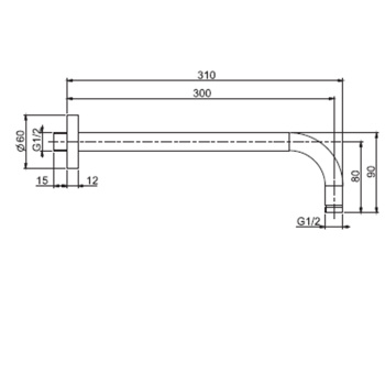 Держатель верхнего душа Fima Carlo Frattini Wellness 300, настенный монтаж, чёрный матовый F2138NS.30