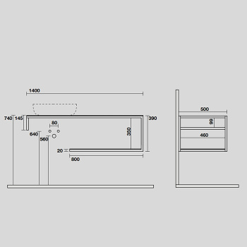 Структура металлическая подвесная Kerasan Louise 140, нерж сталь, с полкой, с отв под раковину,с полотенцедерж, черный матовый 9322k5