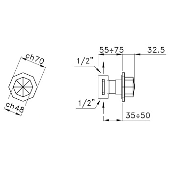 Встраиваемый смеситель Stella Firenze 0/155 без излива, хром FI 01102 CR00