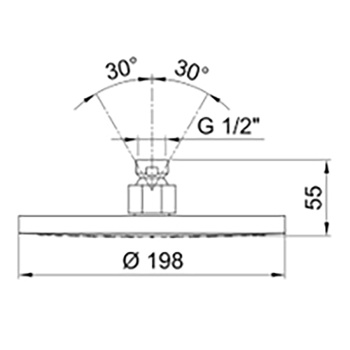 Верхний душ Fantini 20см без кронштейна, черный матовый без кронштейна 86 13 9230