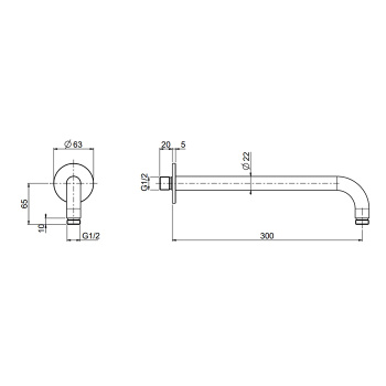 Держатель верхнего душа QuadroDesign Shower Accessories из стены 300 мм цвет Steel BD001AS_300MM