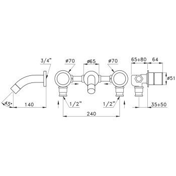 Встраиваемый смеситель для раковины Stella Bamboo 3250tr BT 01302 CR00 хром