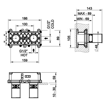 Встраиваемая часть для смесителя с изливом Gessi Emporio Emporio Via Tortona 38498.031 chrome