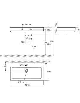 Раковина GROHE Cube Ceramic, подвесная 100 см, альпин-белый 3938600H