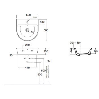 Раковина Azzurra Forma 500х500х160, с 1 отверстием для смесителя, с переливом, antracite FMLP05050T0MAN