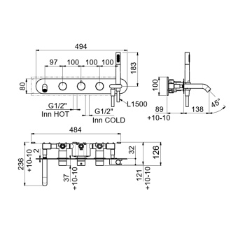 Наружняя часть для скрытого термостатического смесителя для ванны Carimali Iltondo хром 0-ITD6101EST-CR