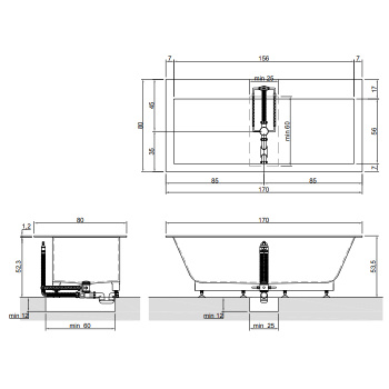 Ванна из искусственного камня Antonio Lupi Biblio 170x80 BIBLIO20 Bianco/cr