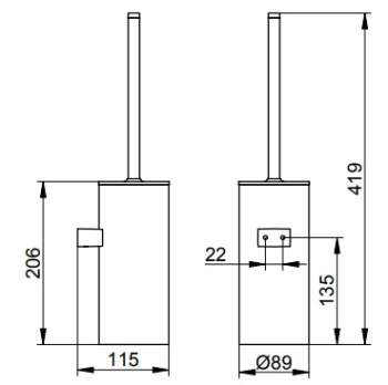 Туалетный ершик Keuco Moll 12769350101 с пластиковой колбой, титан шлифованный\белый