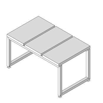 Скамейка Eegibi Linea Alu 3 сегмент 81x48x Н 45, отделка тик, HA 65 10 0005
