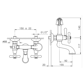 Смеситель для ванны Nicolazzi Brenta  2501BZ