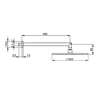 Верхний душ Cisal Shower 300 мм., с настенным держателем 400 мм., белый матовый DS0136204Q