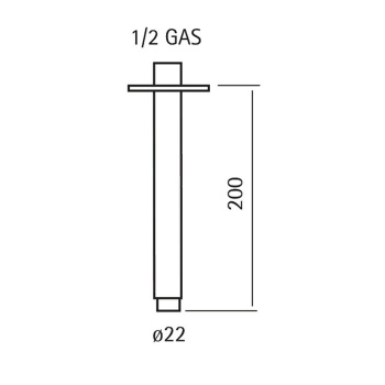 Держатель верхнего душа Cisal Xion 200 мм., потолочный монтаж, нерж сталь DS013561D1