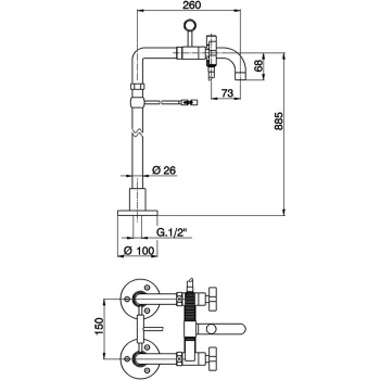 Смеситель напольный для ванны с ручной лейкой Cisal Barcelona держателем, шлангом 150 см, хром BA00420021