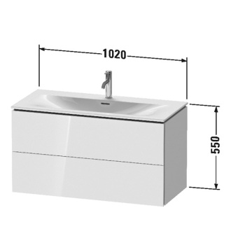 Duravit L-Cube Тумба подвесная под раковину # 234410, 2 ящика, 550x1020x481мм, цвет White High Gloss