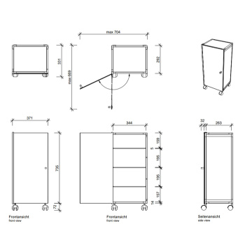 Шкафчик передвижной Decor Walther RW 1 38x30x80 стекло матовое, хром 702306