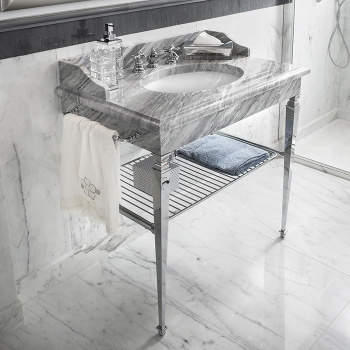 3SC Consolle Консоль Regale 95х60хh77см, с 1 раковиной, сифоном, полкой и полотенцедердателями, напольная, цвет: хром RE3090-1SL