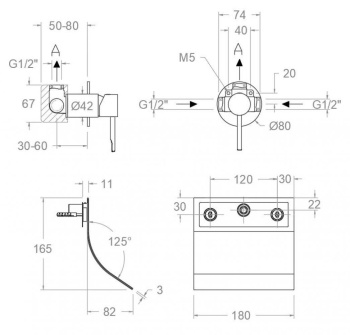 Смеситель для раковины Ramonsoler Odisea встраиваемый с каскадным изливом медь 3916902CUC
