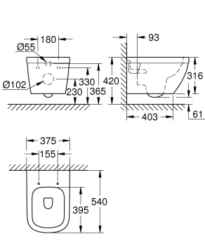 Подвесной унитаз Grohe Euro Ceramic 39538000