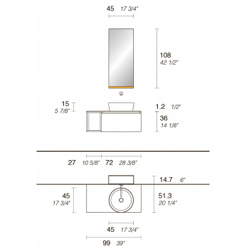Столешница Noorth Milldue Edition Sintesi 99х51.3хh1.2см без отв., Cristalplant, bianco opaco-j10 2951.99.J10