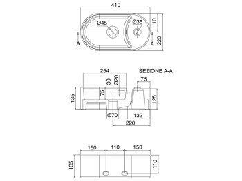 Раковина подвсная Scarabeo SEVENTY 8093/B