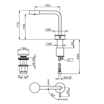 Смеситель для раковины Cisal Slim SM00071040 Акция черный