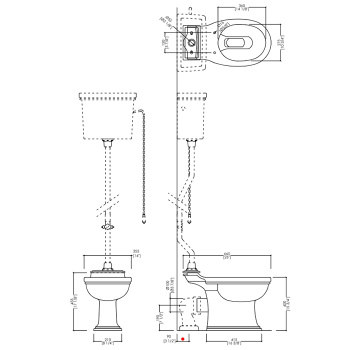 Механизм слива высокого бачка Devon&Devon Westminster без ручки цепочки и рычага Заказ по запросу! IBBATTWESAL (без пластины керамической)