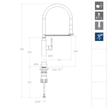 Смеситель для кухни Ramonsoler Kitchen с магнитным держателем и гибким изливом magnet 386801MA
