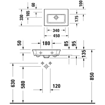 Duravit White Tulip Раковина 450х330  мм, без перелива, без отв. под смеситель, цвет: белый
