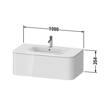 Duravit Happy D.2 Plus Столешница 16x1000x550мм для тумбы #HP4931, HP4941, HP4951, HP4961, HP4971 с вырезом по центру, цвет: белый глянцевый