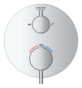 Внешняя часть термостатического смесителя для ванны GROHE Atrio с переключателем на 2 положения ванн