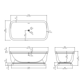 Ванна из искусственного камня Devon&Devon Hollywood 174x88 DEHOLMCGLO RAL 9011