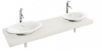 Столешница белая 140x52 Jacob Delafon Parallel EB57-1400-N18 c 2 отверситями для раковины E4439 белы